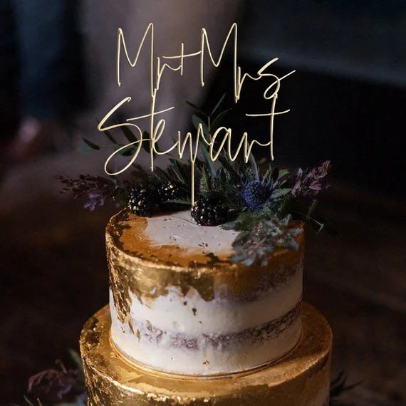 Gold Mr and Mrs Cake Toppers for Wedding by Rawkrft  Custom | Etsy | Etsy (US)
