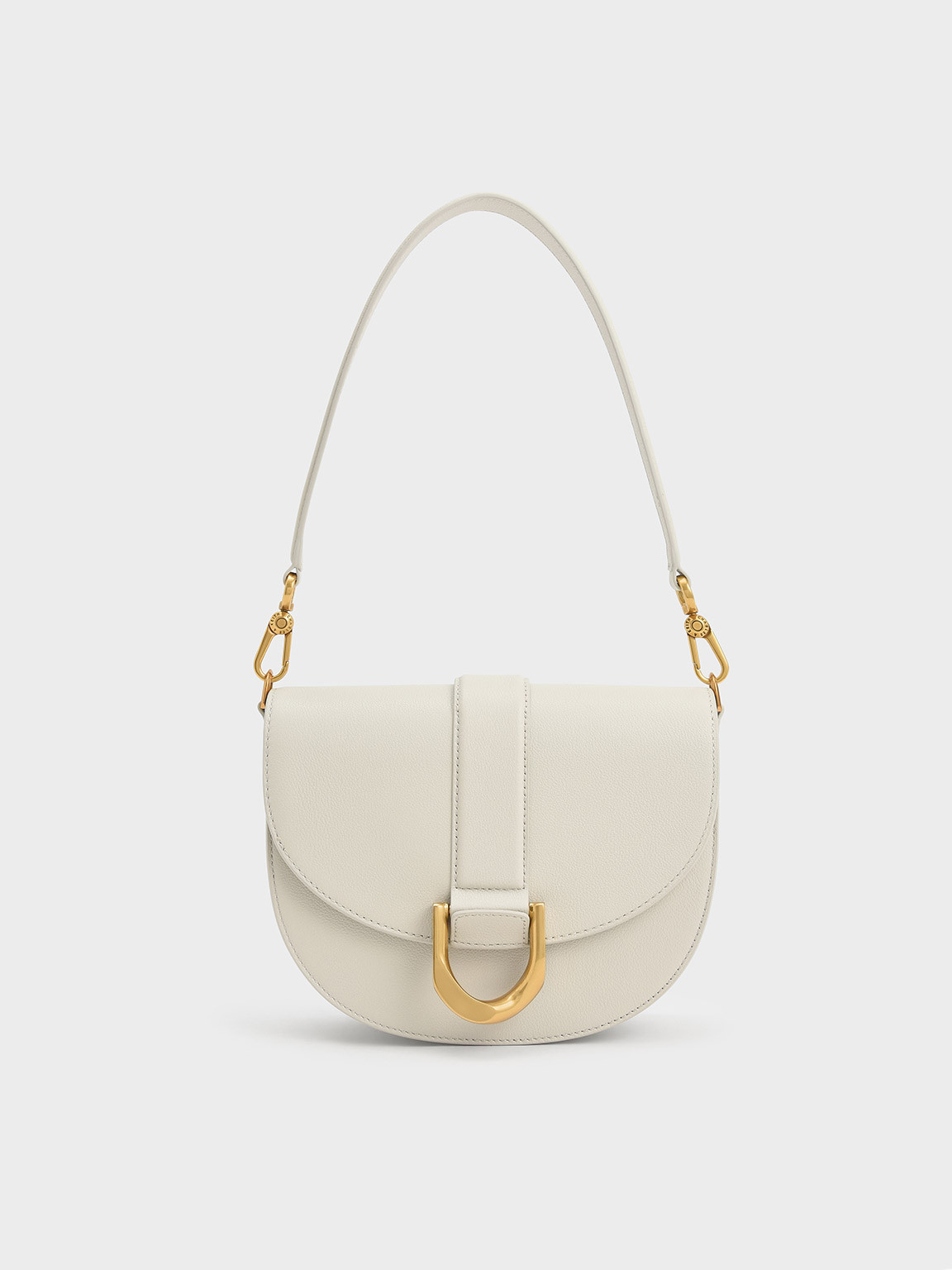 Gabine Leather Saddle Bag​
 - Chalk | Charles & Keith UK