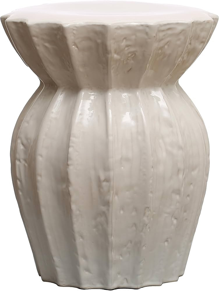 Bloomingville Elegant Round Sculpted Stoneware Stool, White | Amazon (US)