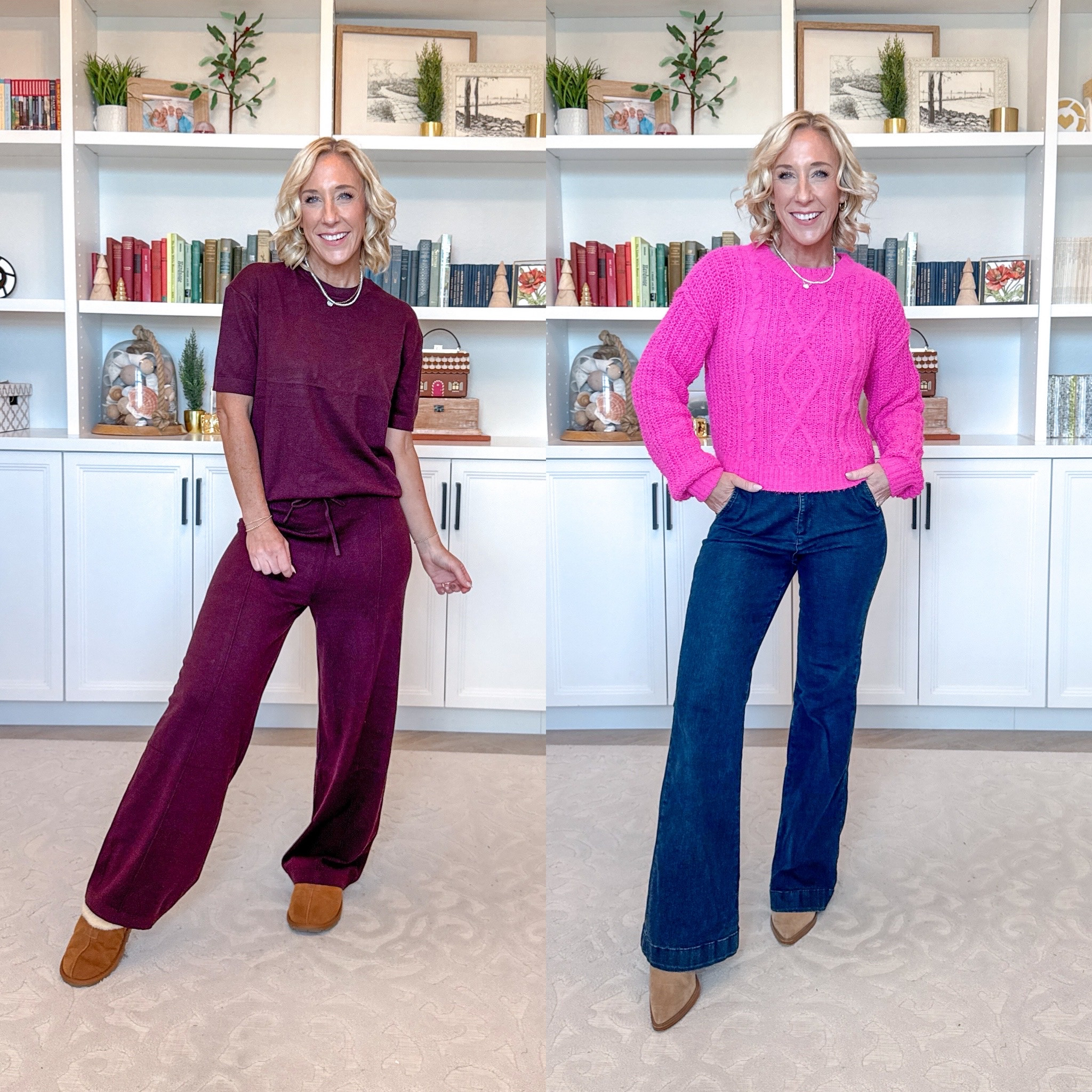 Walmart; unboxing part 2 - 

*Cable Knit Sweater - size XS. $16.98. 4 colors. * Trouser Flare High-Rise Jeans - size 0. $24. 

Jersey Short Sleeve Top & Pants Sweater 2-Piece Set - $28.98. 4 colors. 

Suede Clog Slippers - only comes in full sizes, so size up if in between. $12.99. 3 colors (only one on sale)

#LTKOver40#LTKFindsUnder50#LTKHoliday 

 