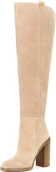 VETASTE Womens Heeled Knee High Boots Winter Suede Leather Chunky Block Heel Stretch Boots Wide C... | Amazon (US)