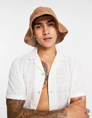 ASOS DESIGN straw bucket hat in brown | ASOS (Global)