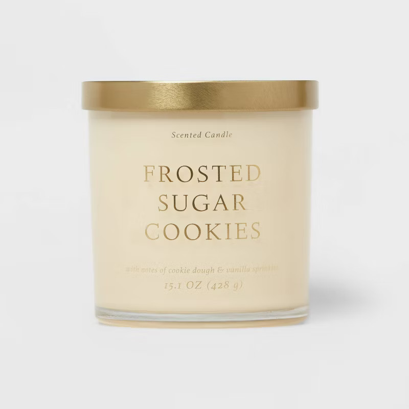 15.1oz Frosted Sugar Cookie Solid Color Glass Candle White - Opalhouse™ | Target