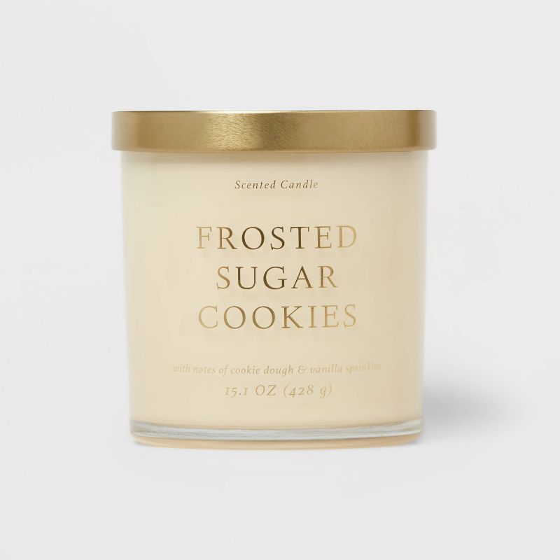 15.1oz Frosted Sugar Cookie Solid Color Glass Candle White - Opalhouse™ | Target