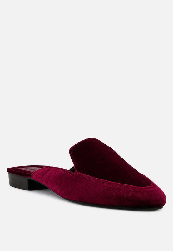 Rag & Co Batiste Burgundy Velvet Handcrafted Mules - Red - US 8 | Verishop