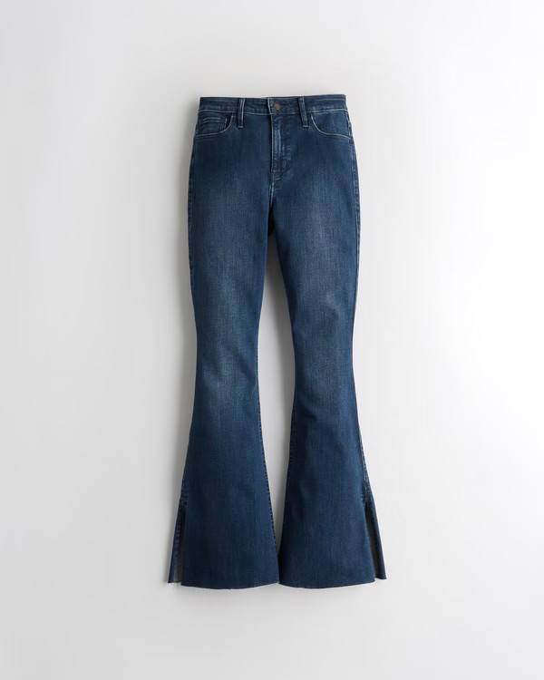 High-Rise Dark Wash Flare Jeans | Hollister (US)