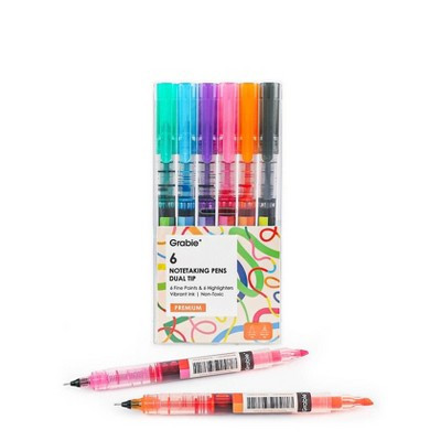 Grabie 6ct Dual-Tip Notetakings Pen Set Vivid Splash | Target