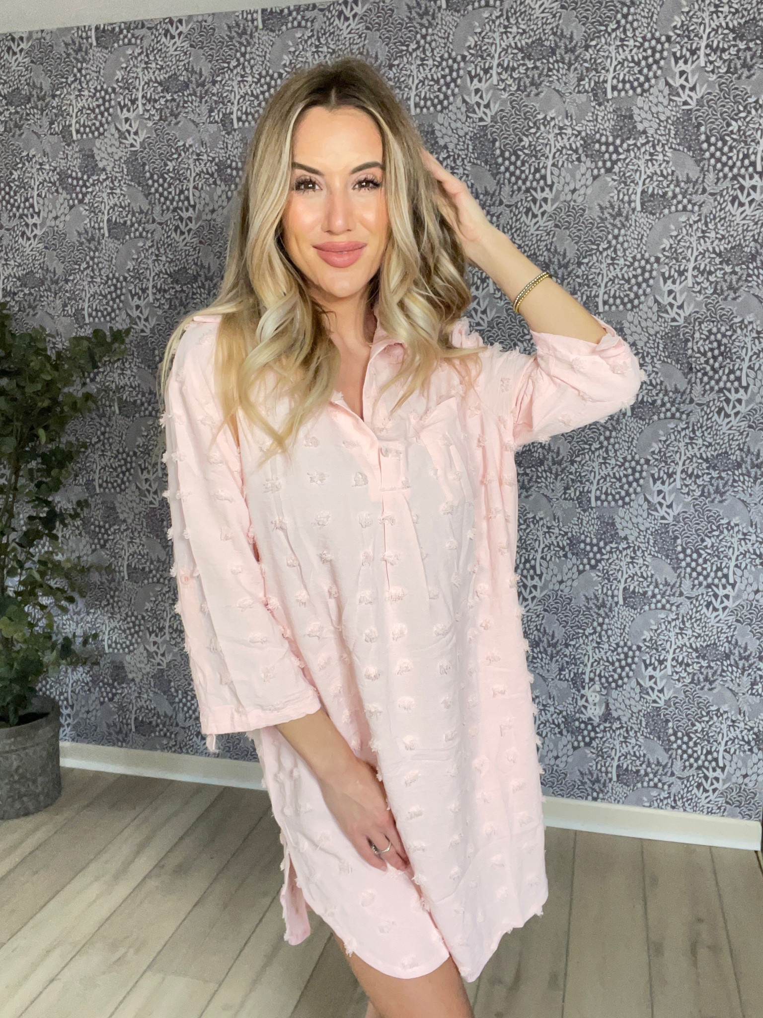 Amazon find under $30 - The perfect beach cover up shirt dress in light baby pink Swiss dot. Definitely taking this on vacation with me! Fits oversized and wearing size small #amazon #amazonfinds

#LTKtravel #LTKunder50 #LTKswim