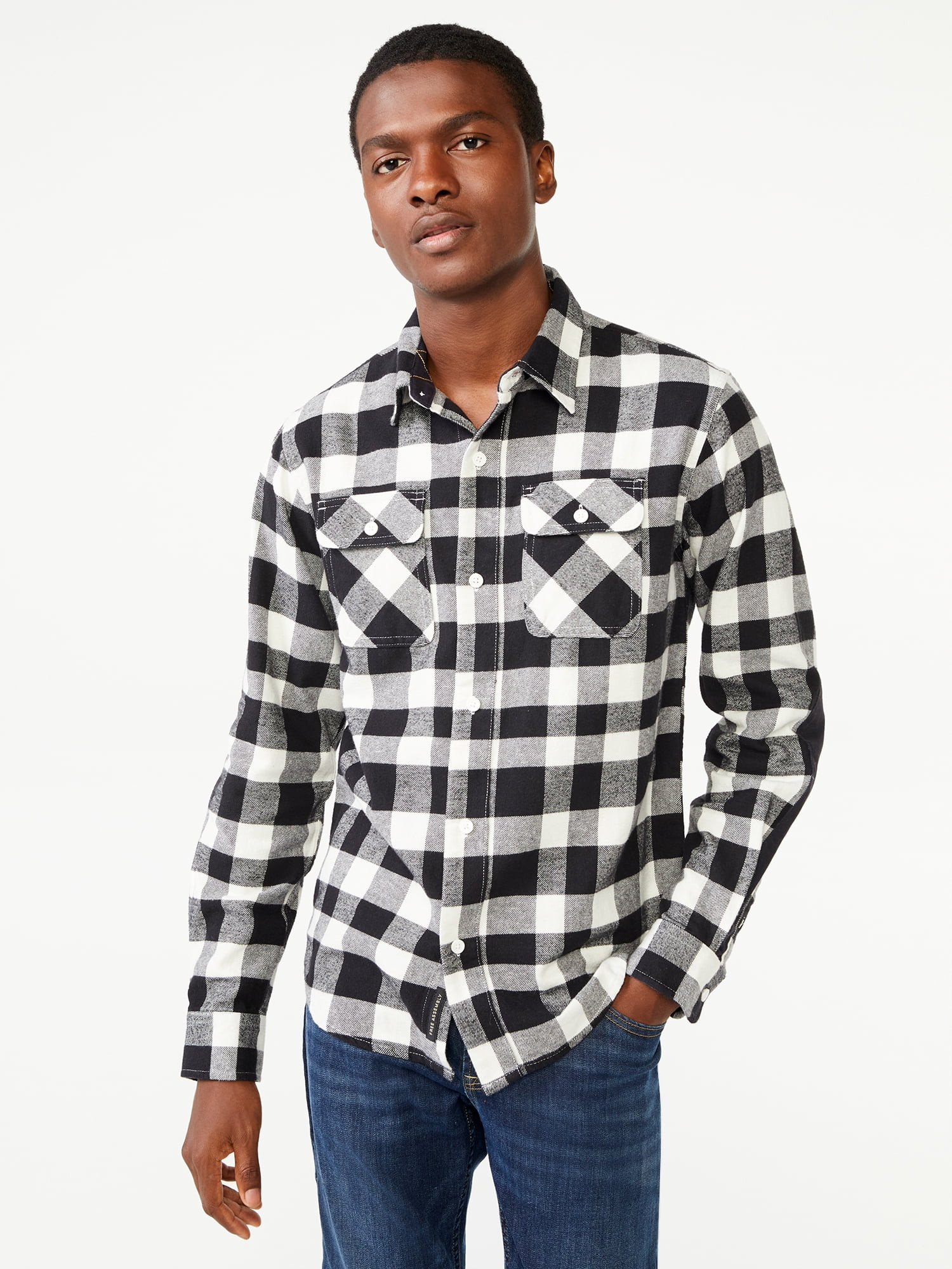 Free Assembly Men's Vintage Inspired Flannel Shirt - Walmart.com | Walmart (US)