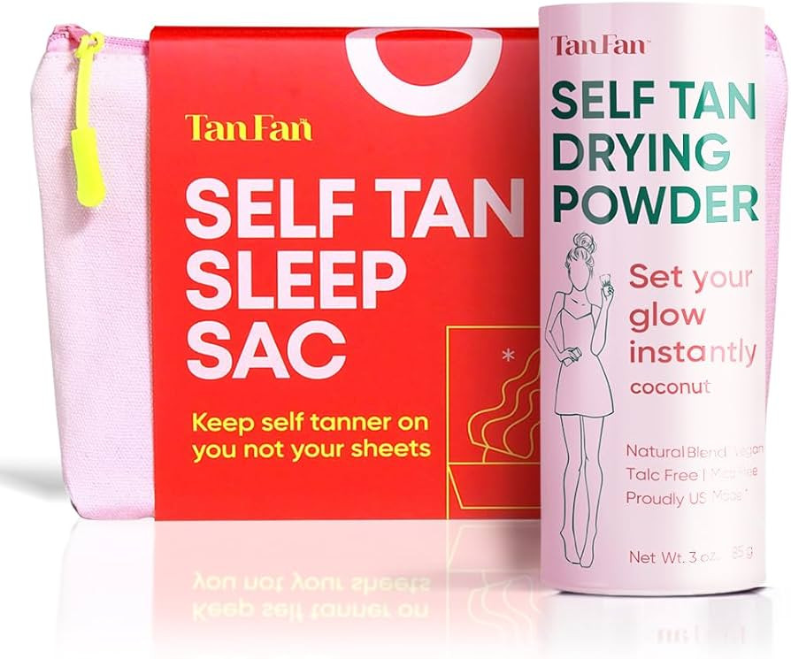 Tan Fan Self Tan Sleep Sac + Drying Powder - Keep Sheets Clean from Self Tanner - 100% Cool Silky... | Amazon (US)