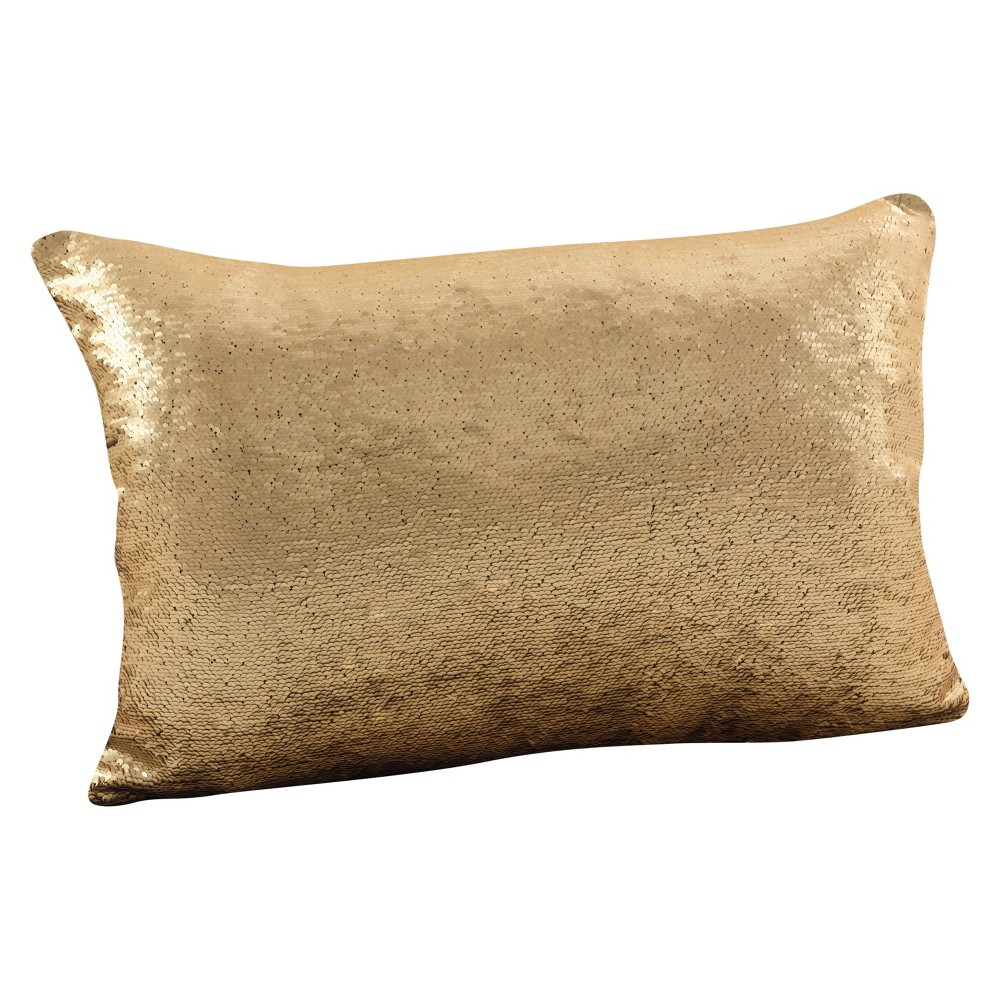 Gold Sequin Mermaid Design Throw Pillow (16""x24"") - Saro Lifestyle | Target