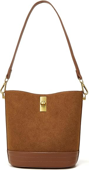 Small Bucket Bag Bucket Purse for Women Shoulder Purse Crossbody Handbag Mini Faux Suede Hobo Bag | Amazon (US)
