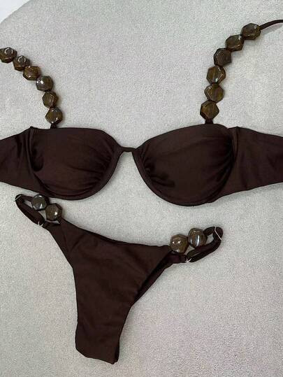 Polovedo Official New Arrival Sexy Solid Bikini Swimsuit, Beach Holiday Party Date Vacation Summe... | SHEIN