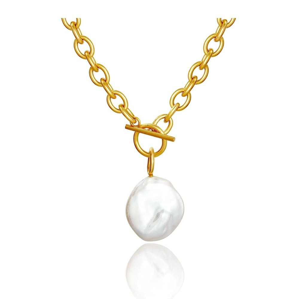 Pearl Pendant Necklace 18K Gold Plated | Amazon (US)