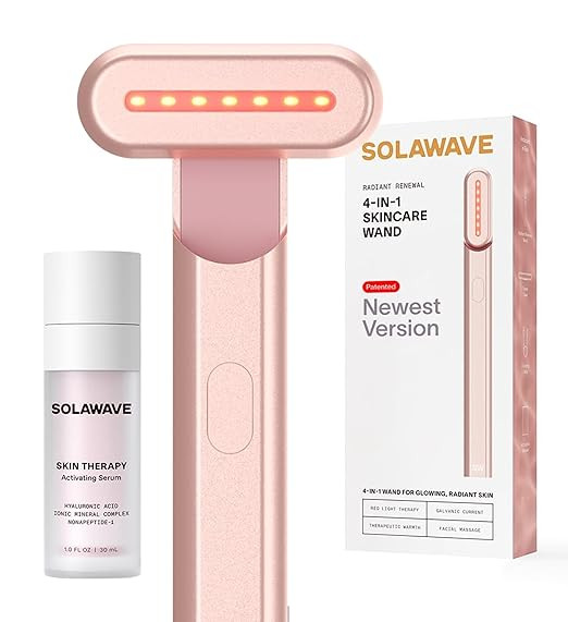 Solawave 4-in-1 Radiant Renewal Facial Wand & Skin Therapy Serum Bundle | Red Light Therapy for F... | Amazon (US)