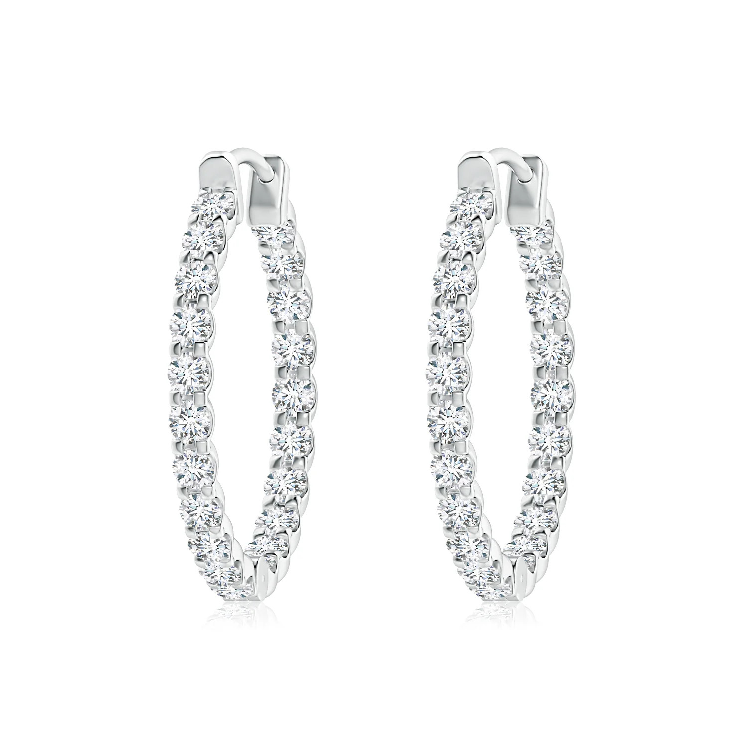 Lab-Grown Prong-Set Diamond Inside Out Hoop Earrings in Platinum (F-G, VS - 1.47CT. TW.) | Angara | Angara US