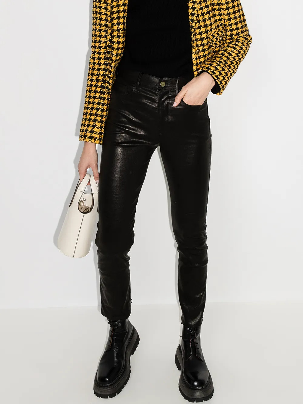 FRAME Le Sylvie Skinny Leather Trousers - Farfetch | Farfetch Global