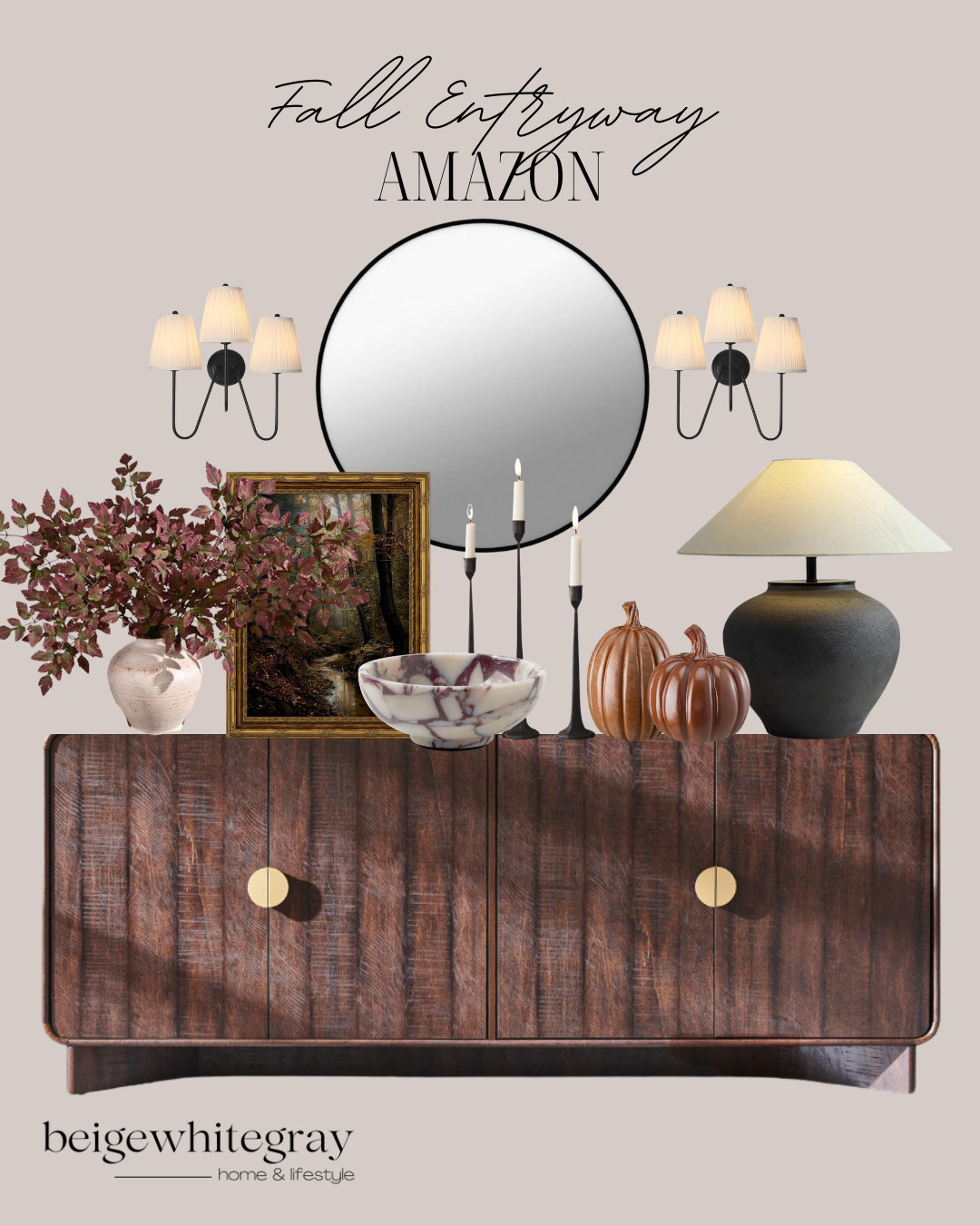 Amazon fall entryway decor, Amazon fall home decor, fall entryway styling, autumn entryway ideas, fall console table decor, Amazon home finds, cozy fall home decor, neutral fall decor, fall console styling, entryway decorating ideas, autumn home inspiration, fall pumpkins decor, fall floral stems, fall wall sconces, round mirror entryway, dark wood console table, traditional fall decor, elevated fall decor, affordable fall decor, Amazon home decor finds

#LTKSeasonal #LTKHome