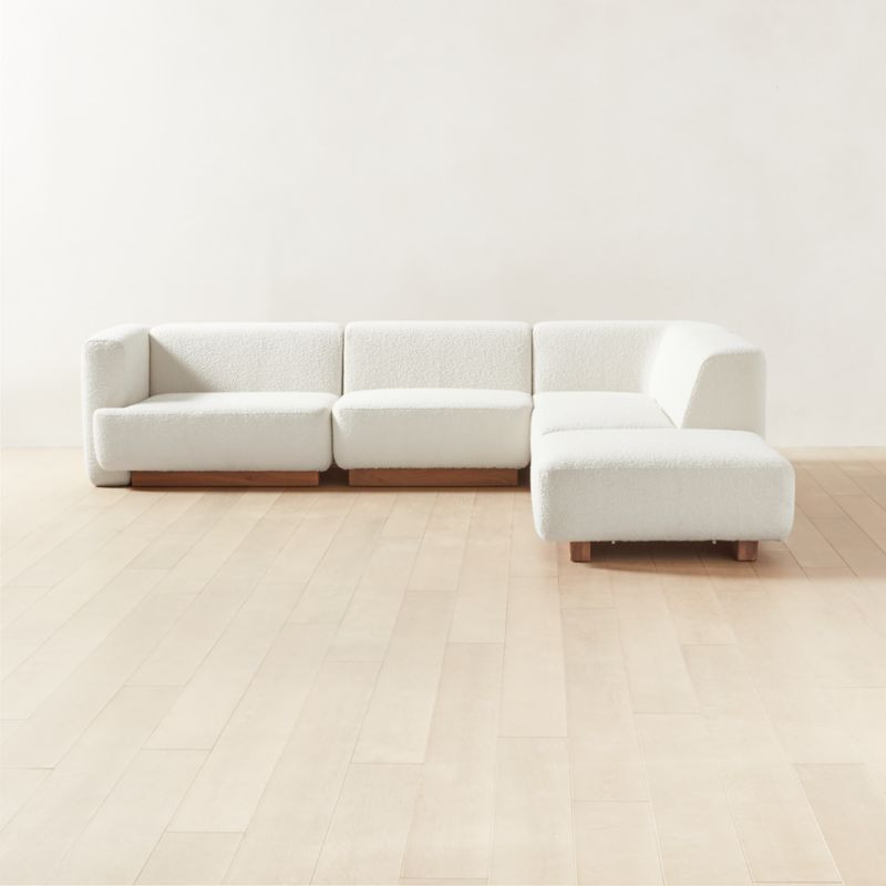 Terrain 5-Piece Left Arm Ivory Boucle Sectional Sofa | CB2 | CB2