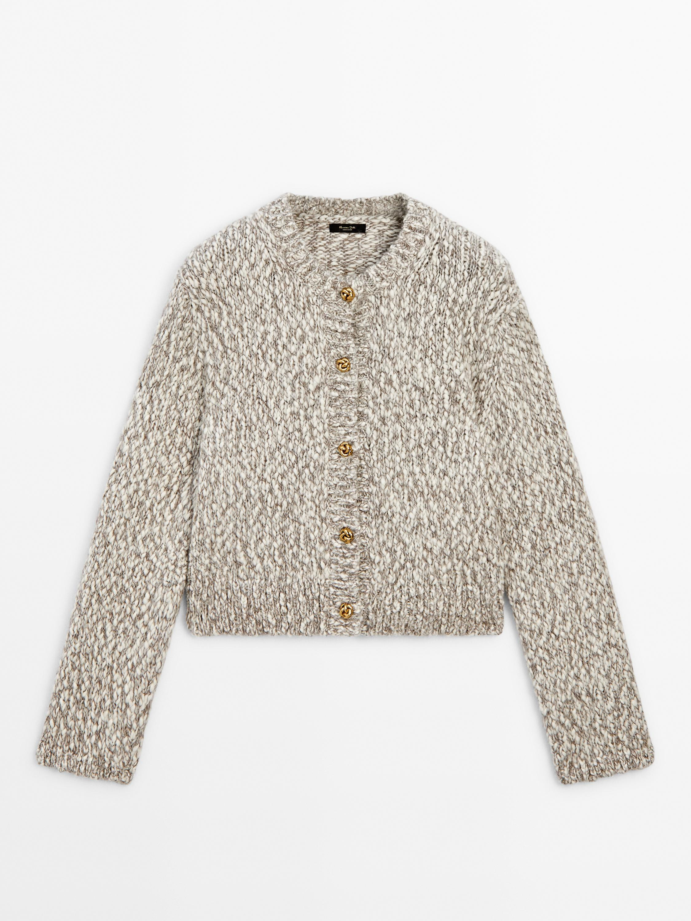 NEW Twill knit cardigan with button detail  £129.00 Cardigan made of knit fabric with wool . Cre... | Massimo Dutti UK
