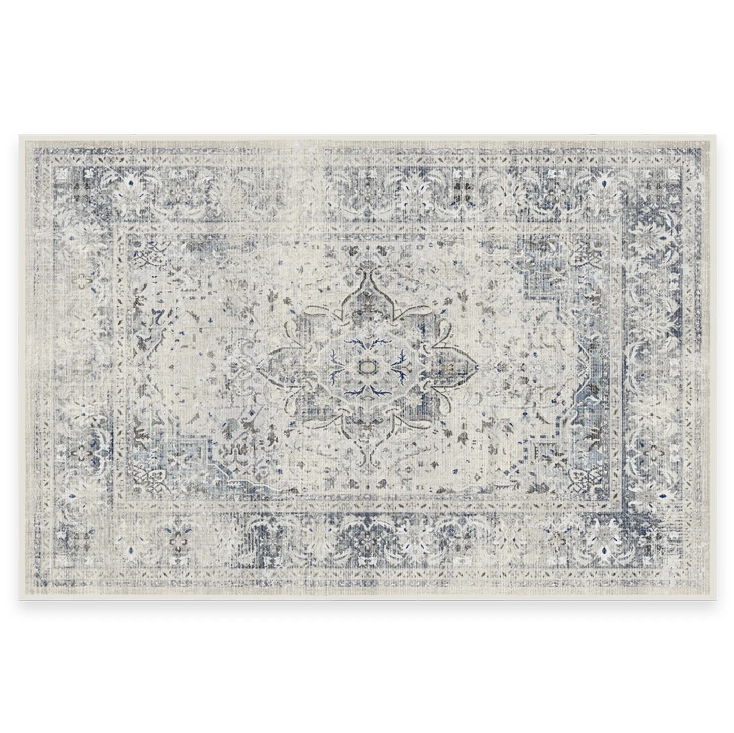 Ruggable Sarrah Machine Washable Traditional Distressed Area Rug 2' x 3', Blue Quartz | Walmart (US)