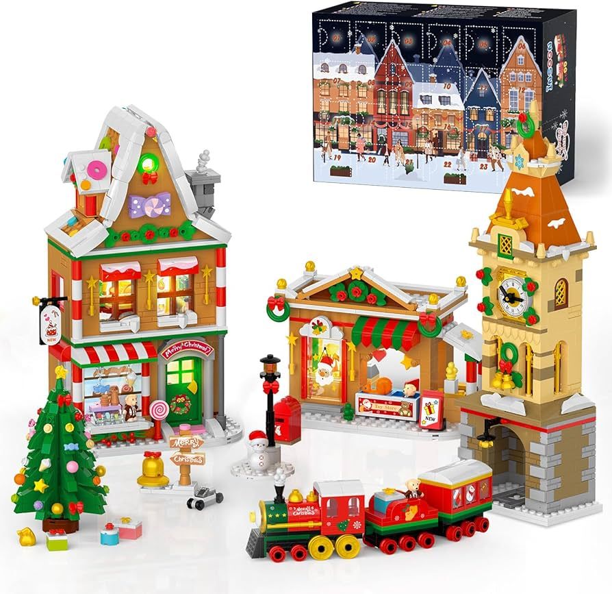 2024 Advent Calendar Christmas Building Set with Light, 24 Days Countdown Street Mini Building Bl... | Amazon (US)