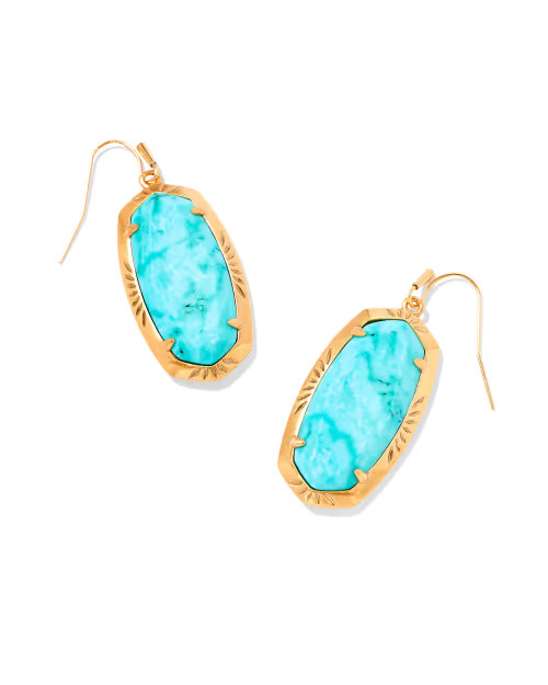 Elle Vintage Gold Etch Frame Drop Earrings in Variegated Turquoise Magnesite | Kendra Scott | Kendra Scott