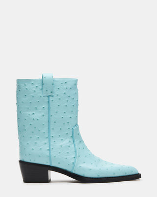 Steve Madden Women's Vinny Ostrich Block Heel Booties - Turquoise - Size 10 - Leather | Steve Madden (US)