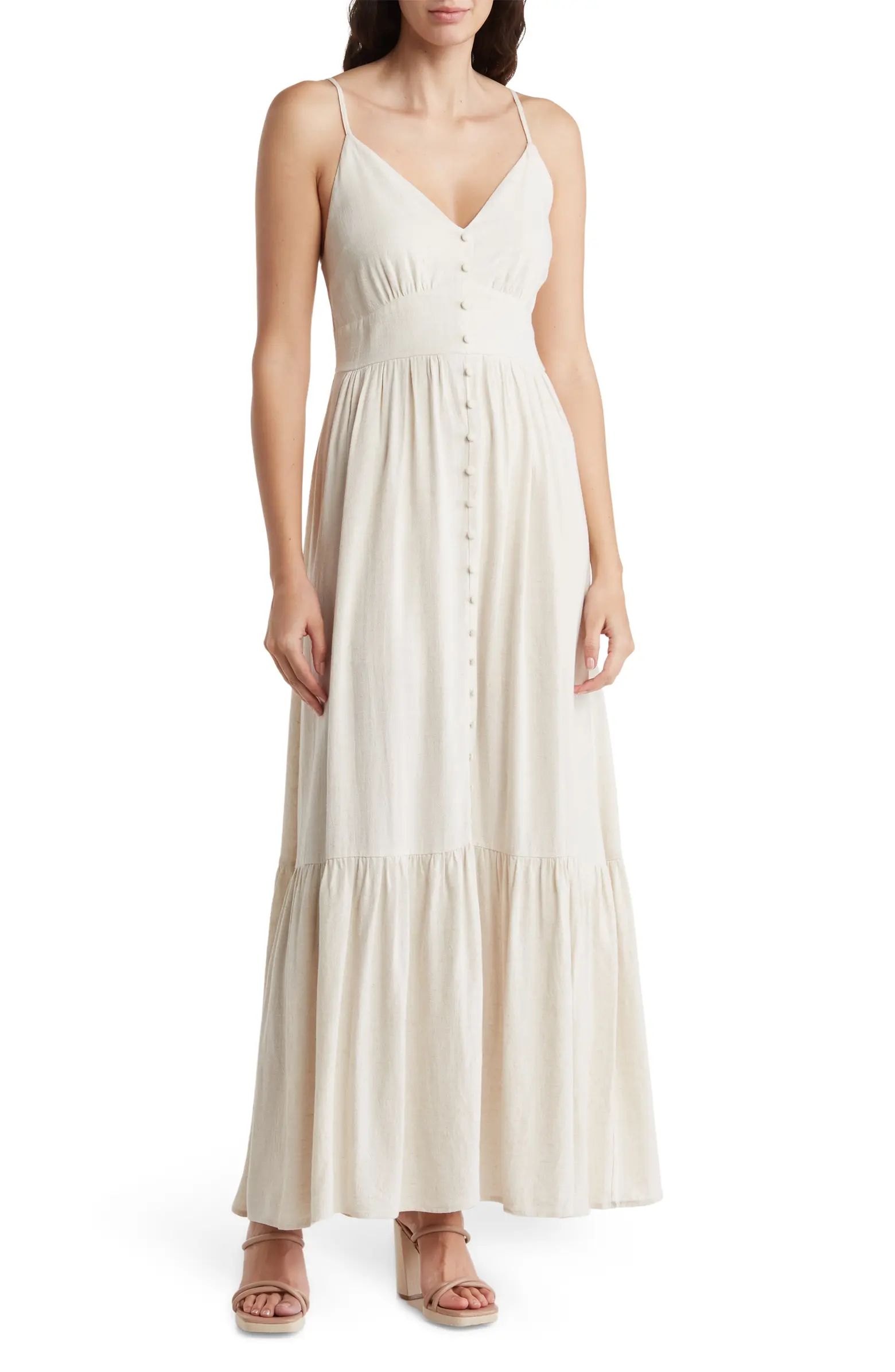 Button Front Tiered Maxi Dress | Nordstrom Rack