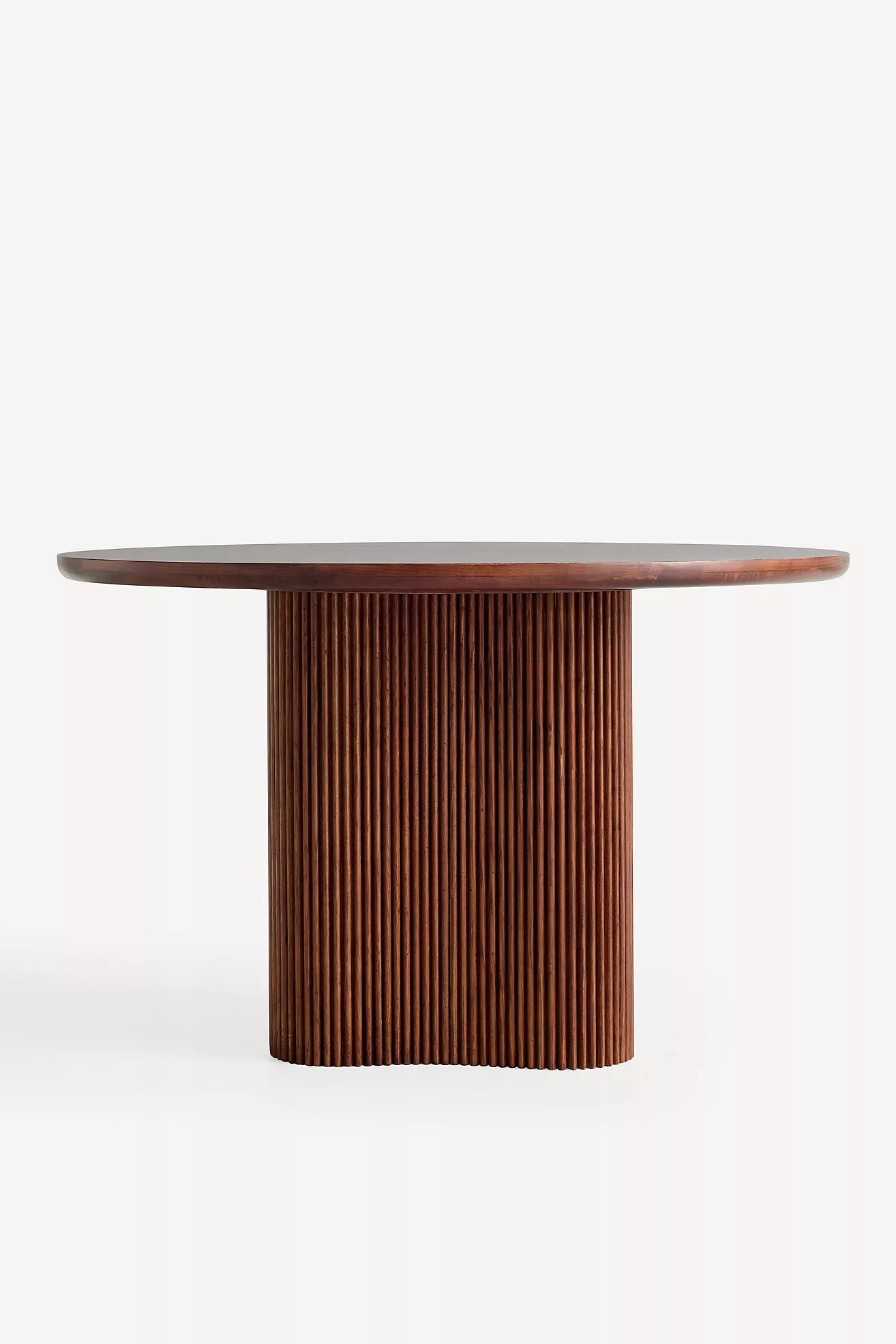 Scout Round Fluted Pedestal Burl Wood Dining Table | Anthropologie (US)