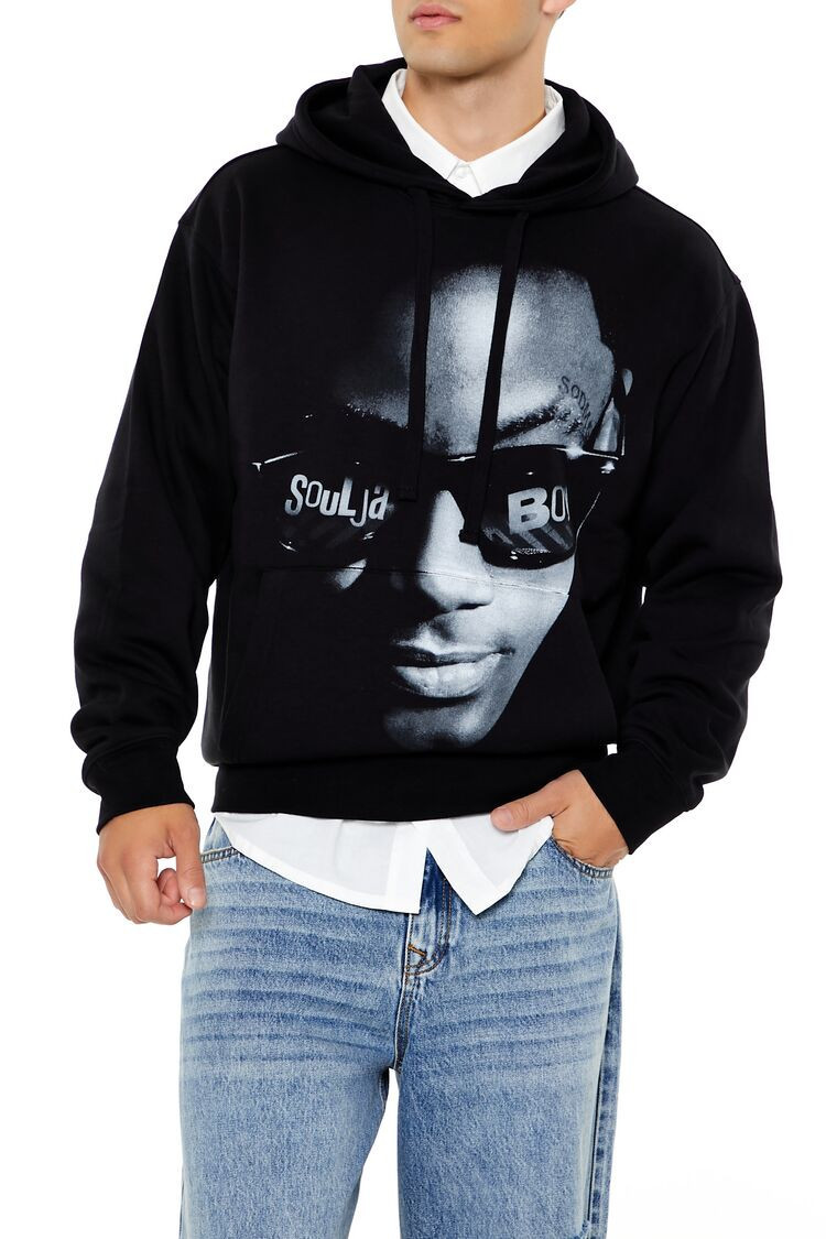 Men Soulja Boy Graphic Hoodie in Black, XXL | Forever 21