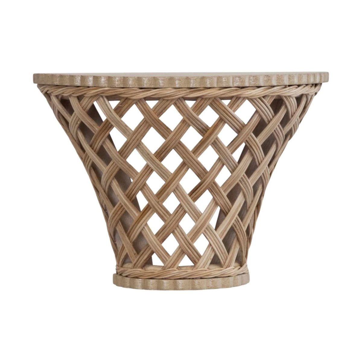 Rattan Wall Bracket Shelf with Trellis Lattice Front | The Well Appointed House, LLC