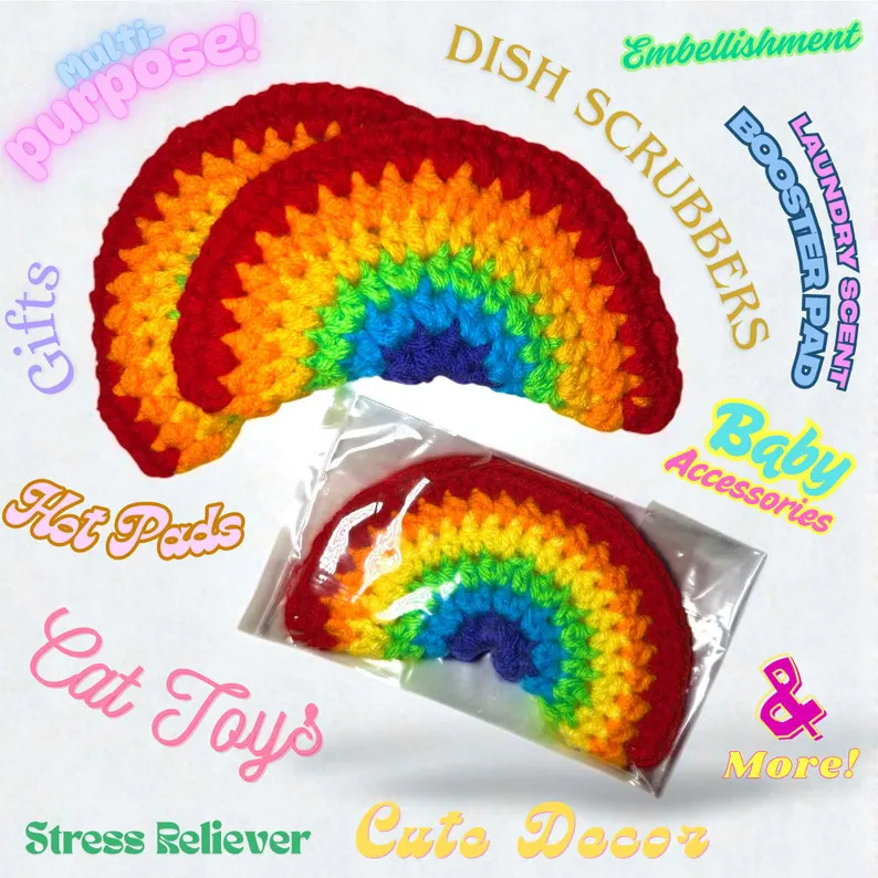 Handmade Crocheted Rainbows | Crocheted Gifts and Homedecor | Multi-purpose Home and Living Decor... | Etsy (US)