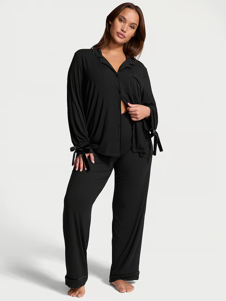 Modal Soft Velvet-Trim Long Pajama Set | Victoria's Secret (US / CA )