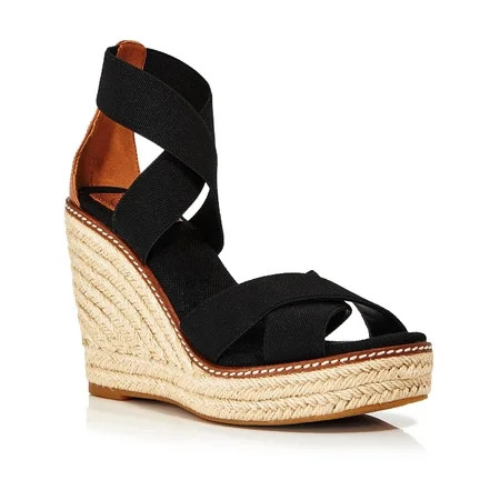 Tory Burch Womens Frieda Canvas Espadrille Wedges Black 6.5 Medium (B M) | Walmart (US)