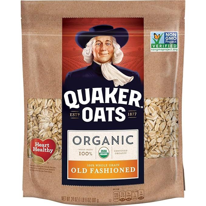 Quaker Old Fashioned Rolled Oats, USDA Organic, Non GMO Project Verified, 24oz Resealable Bags (P... | Amazon (US)