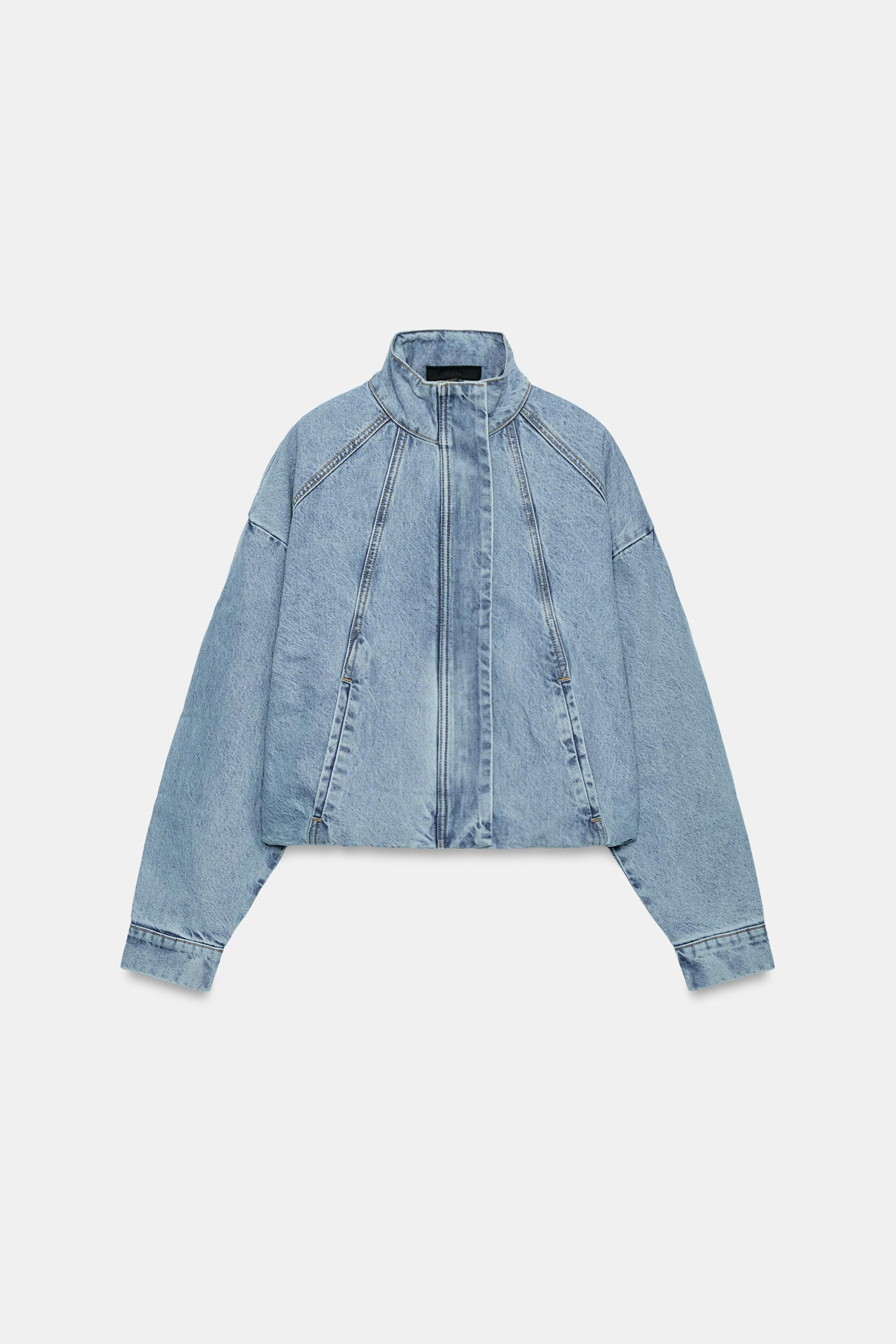 Z1975 HIGH NECK DENIM BOMBER JACKET | Zara US