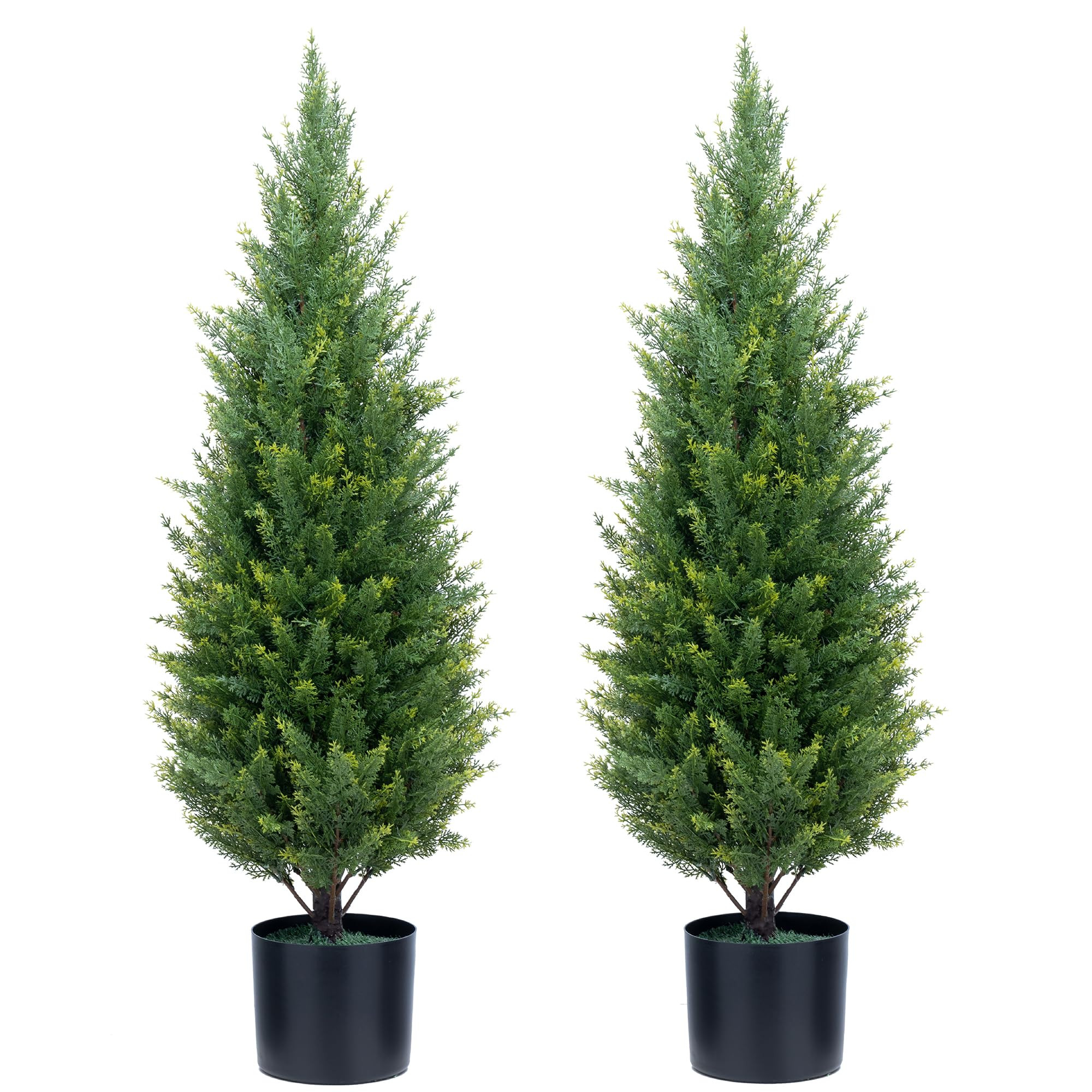 Artificial Topiary Trees 3 Foot Artificial Cedar Trees UV Resistant Potted Plant Set of 2 Faux Bu... | Amazon (US)