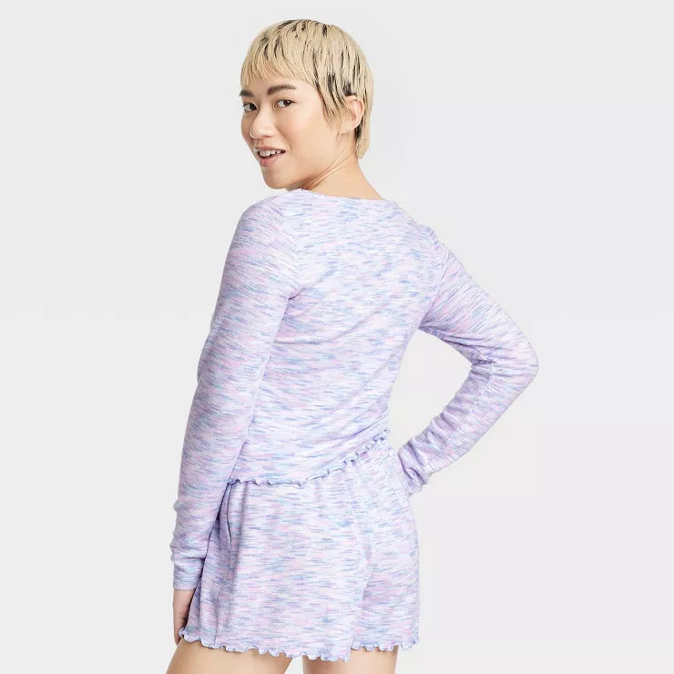 Women's Brushed Knit Long Sleeve Top and Shorts Pajama Set - Colsie™ | Target