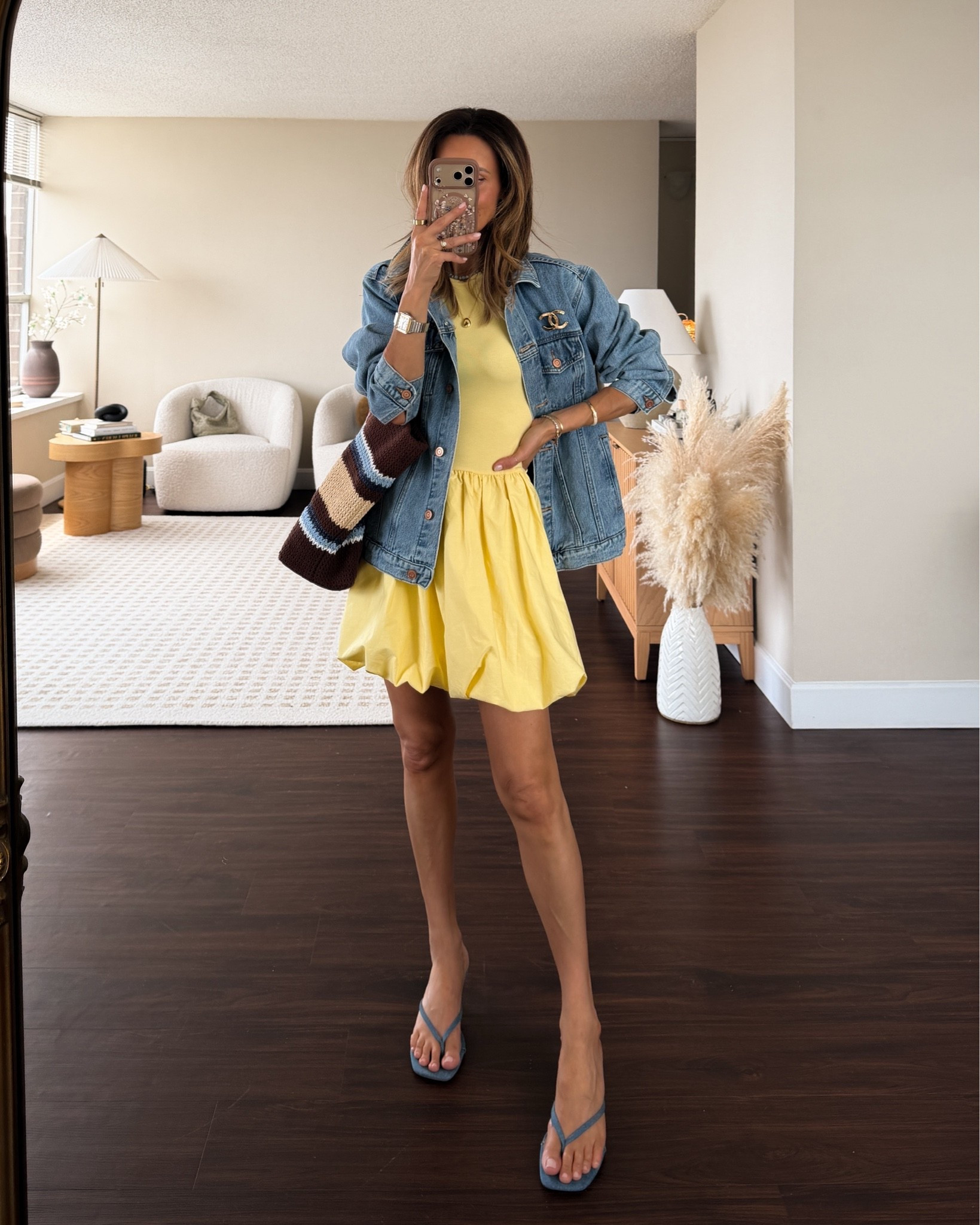 Birthday office outfit 
Balloon skirt mini dress perfect for the hire weather and layered with an oversized denim jacket size small

#LTKootd #LTKgrwm #LTKOver40