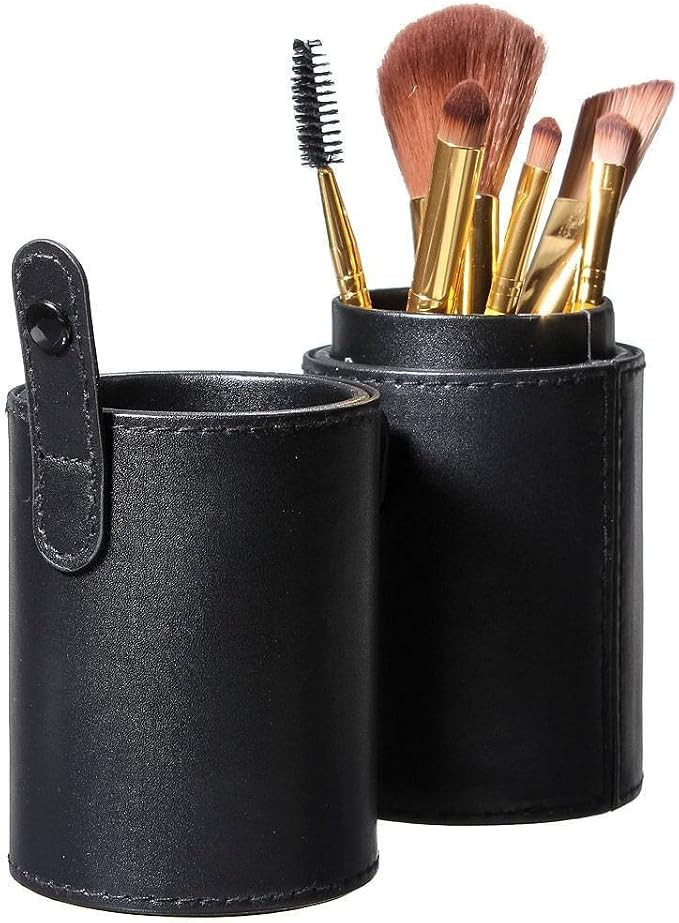 traderplus Makeup Brush Holder Organizer PU Leather Cosmetics Make Up Cup Storage Travel Case (Bl... | Amazon (US)