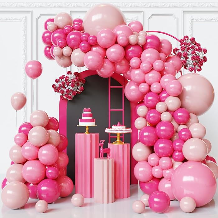 Pink Balloons Garland Arch Kit,130pcs Pink Balloon Garland,18 12 10 5 Inch Thickened Latex Balloo... | Amazon (US)