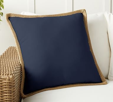 Faux Natural Fiber Trim Indoor/Outdoor Pillows | Pottery Barn | Pottery Barn (US)