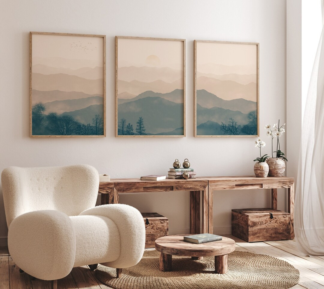 Blue Ridge Mountains Vintage Wall Art Set of 3 Muted Landscape - Etsy | Etsy (US)