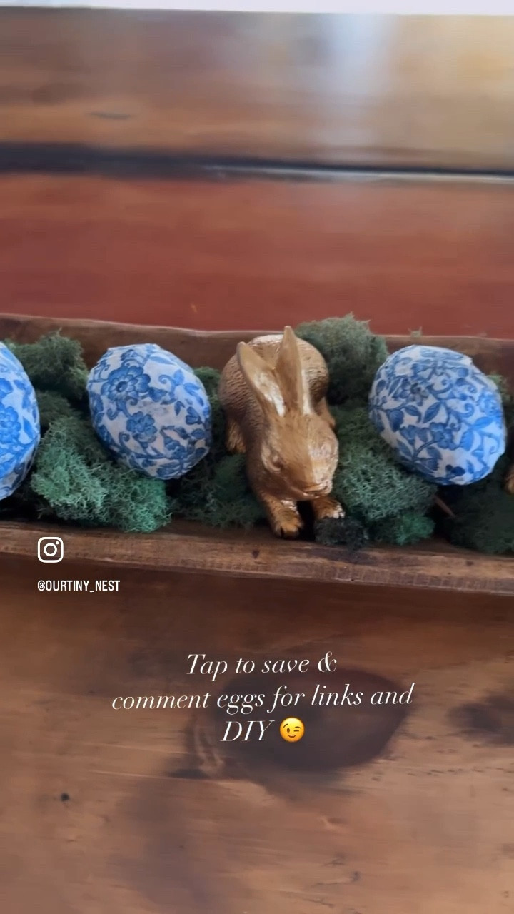 Easy spring Easter vignette with blue and white eggs 

#LTKunder100 #LTKSeasonal #LTKhome