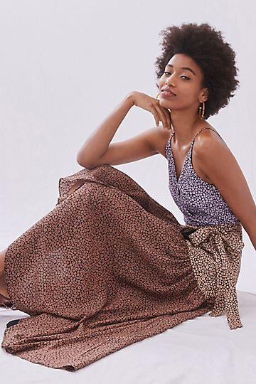 Contrast Wrap Midi Dress | Anthropologie (US)