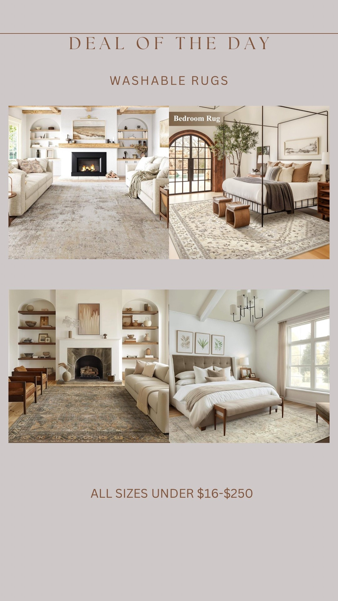 Budget friendly washable rug finds on Amazon!!! 😍🙌🏻🙌🏻🙌🏻 ranges from 2’x3’ - 10’x14’ sizes! 

#LTKHome #LTKSaleAlert #LTKStyleTip