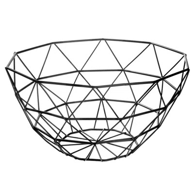 Round Geometric Metal Fruit Basket (Black) | Wayfair Professional