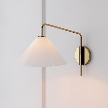 Sculptural Adjustable Cone Sconce - Milk | West Elm (US)