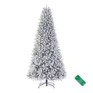 9 ft. Pre-Lit LED Starry Light Flocked Artificial Christmas Tree | The Home Depot